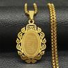 Arabic Quran Allah Medal Necklace for Women Men Stainless Steel Gold Color Islam Muslim Chain Jewelry Collar NZZZ747S02