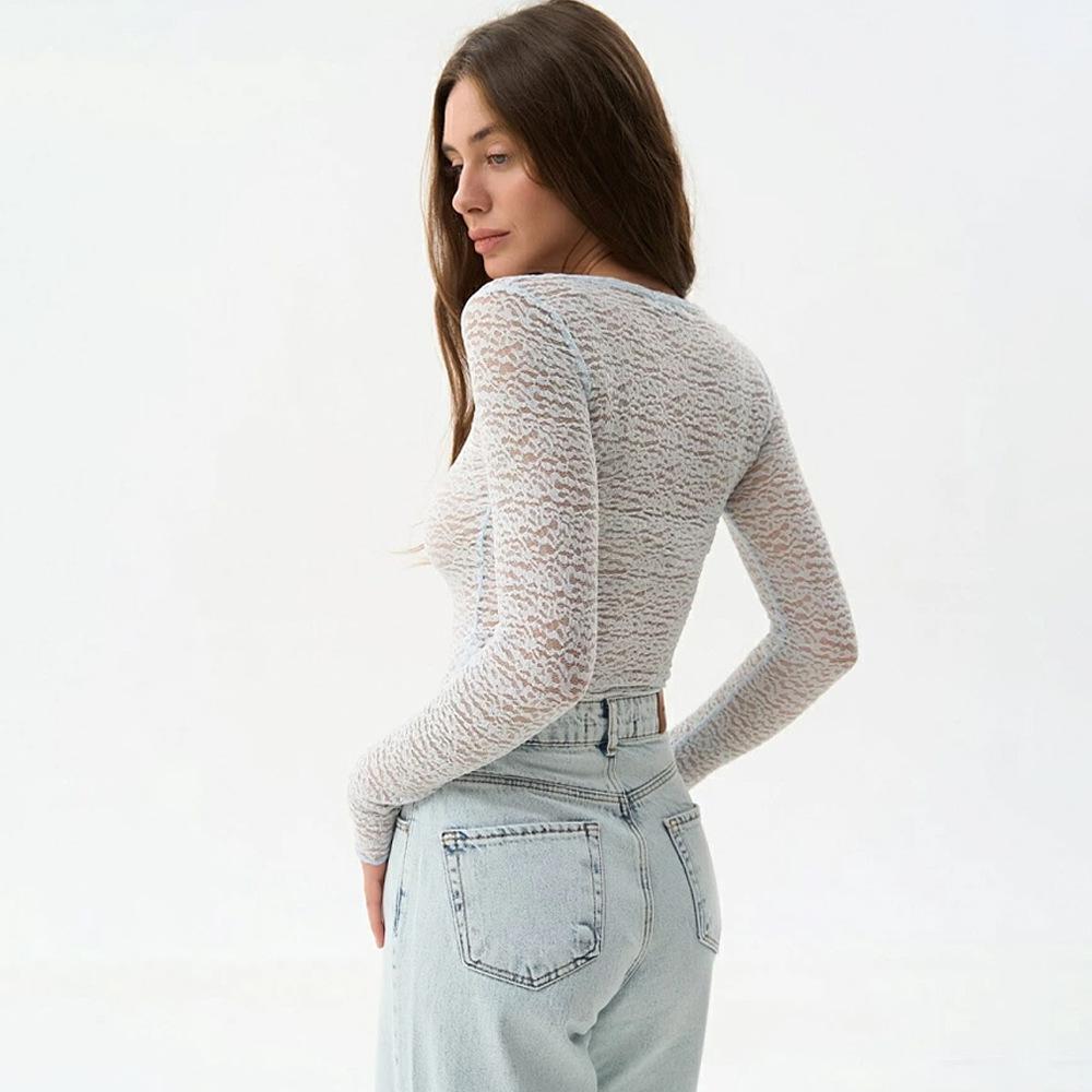 Slim-Fit Long Sleeve Sheer Top - 2024 Autumn/Winter Collection