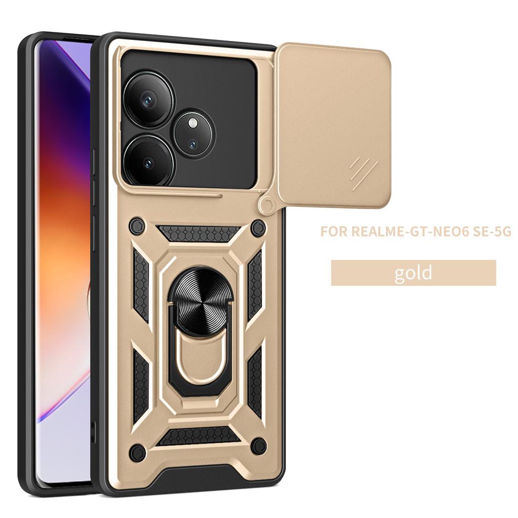 For Realme GT 6 Case Realme GT 6T Cover Realme GT Neo 6 se Magnetic Ring Holder Armor Phone Case Slide Camera Protect Back Cover