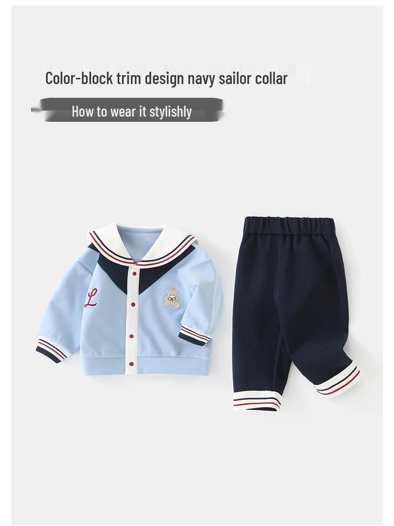 DUUDUU 2025 Navy Long Sleeve & Pants Boys' Spring Set