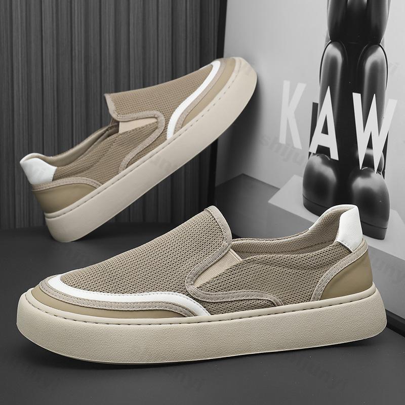 Fashion Mens Casual Shoes Platform Mesh Breathable Walking Shoes Lightweight Comfort Flats Loafers Outdoor Leisure Board Shoe Zapatillas