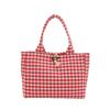 Large Capacity Plaid Canvas Tote Bag Women's Korean Version Versatile Casual Portable Shoulder Bag Light Fashion Armpit Bag