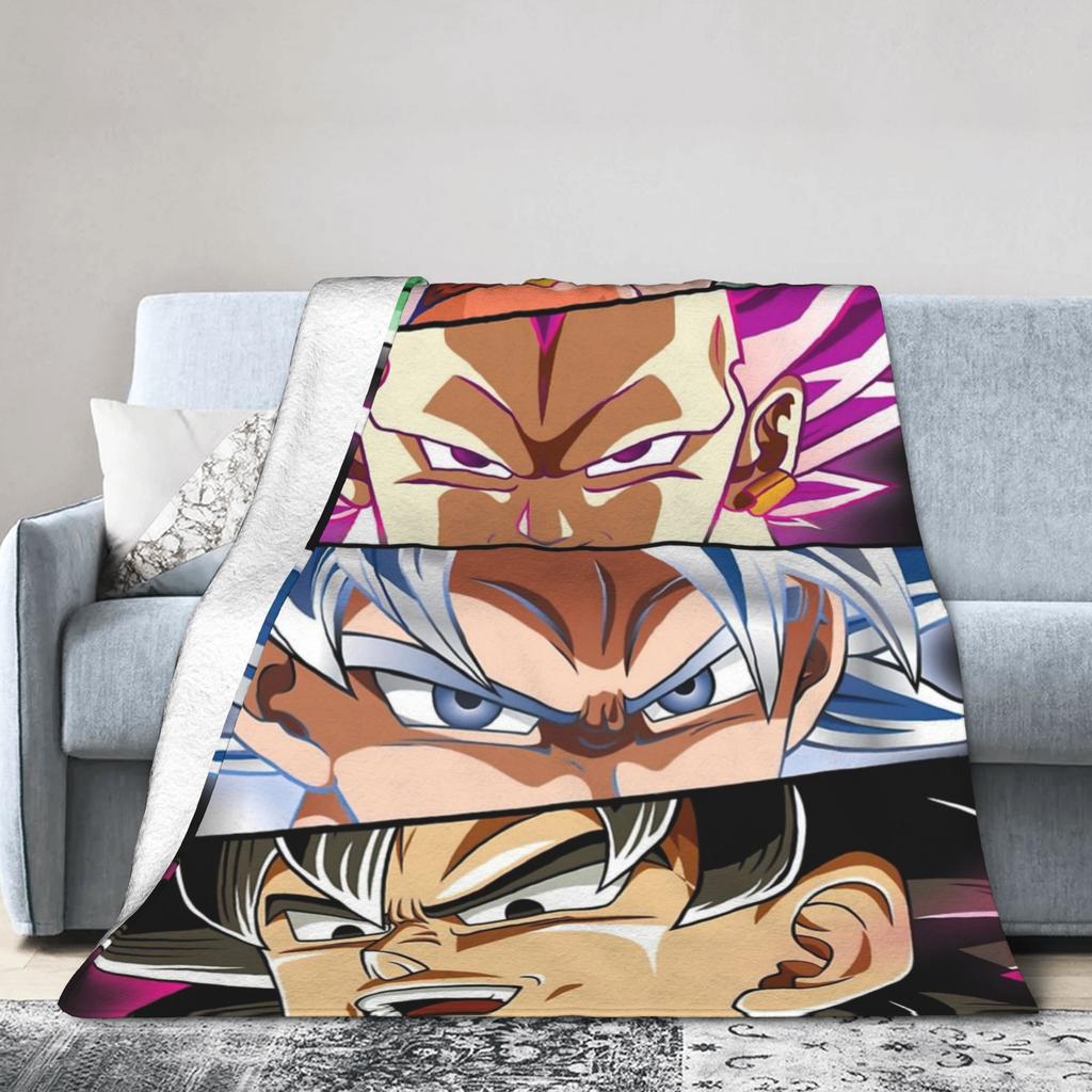DBZ Blanket Velvet Summer Air Conditioning Super Saiyan Breathable Warm Throw Blankets for Bed Office Rug Piece