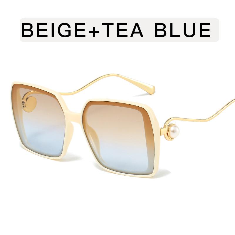 Square Shape Sunglasses for Women Pearl Decoration Big Size Women's Sun Glasses Travelling Driving Sunglass Women