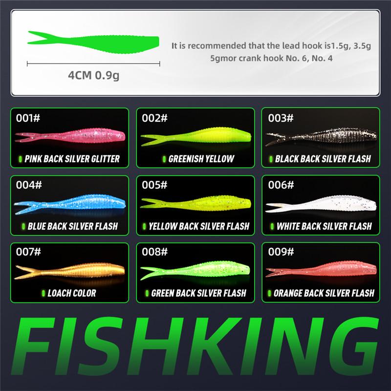 FTK 30pcs Threaded Scissor Tail Bait Artificial Bait, Soft Silicone Bait, Worm Jigging Plastic Bait