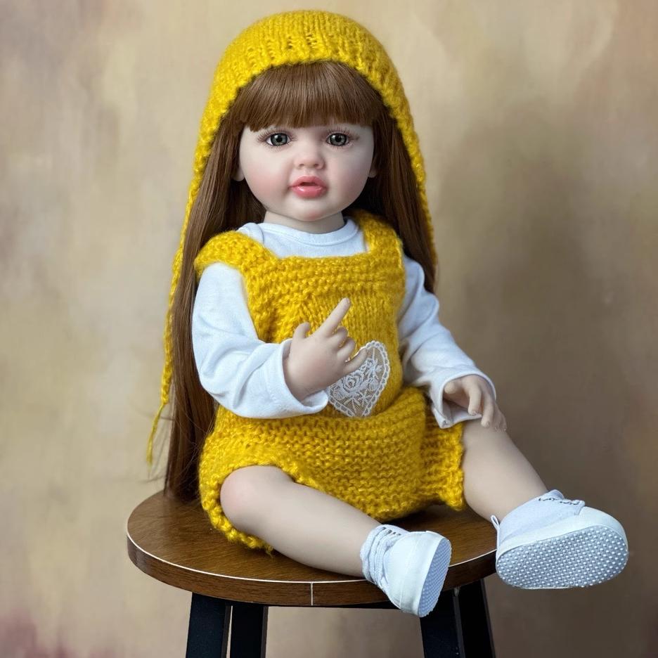 55 CM 22 Inch Reborn Dolls Realistic Full Silicone Baby Bebe Newborn Girl Doll Princess Toddler Toy Gift