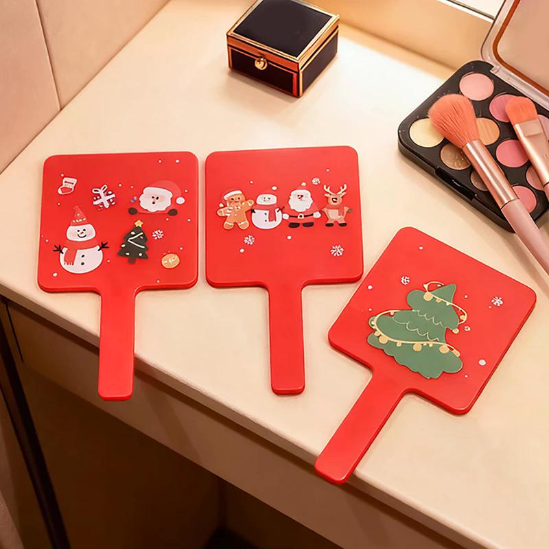 Mignon Verre Dessin Animé Père Noël de Noël Petit Lapin Miroir Facile À Transporter Poche Miroir de Maquillage Portable Mini Miroir de Maquillage