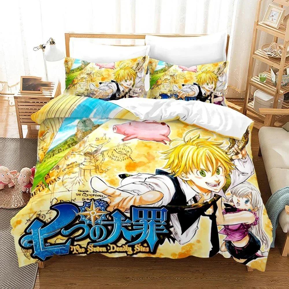 

3D Printing Anime The Seven Deadly Sins Bedding Set Single Twin Full Queen King Size Bed Set Aldult Kid Bedroom Duvet Cover Sets 70x133cm 2pcs