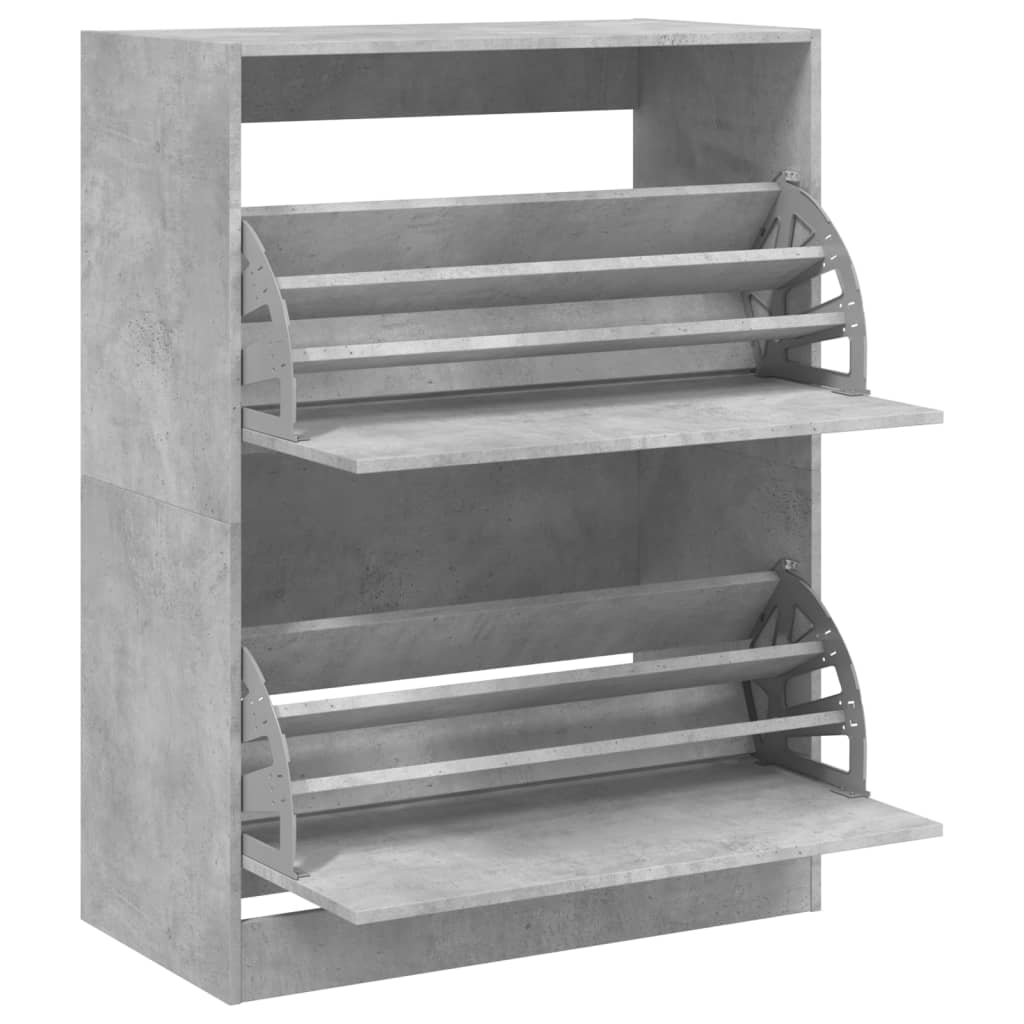 Shoe Cabinet with 2 Doors Concrete Grey 80 X 42 X 108 Cm