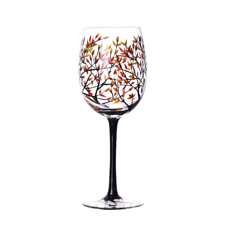 Vier Jahreszeiten Bäume Weingläser Kelch Kreativ Bedruckt Rundes Glas für Wein Bier Cocktail Großes Fassungsvermögen Glasbecher Geschenk
