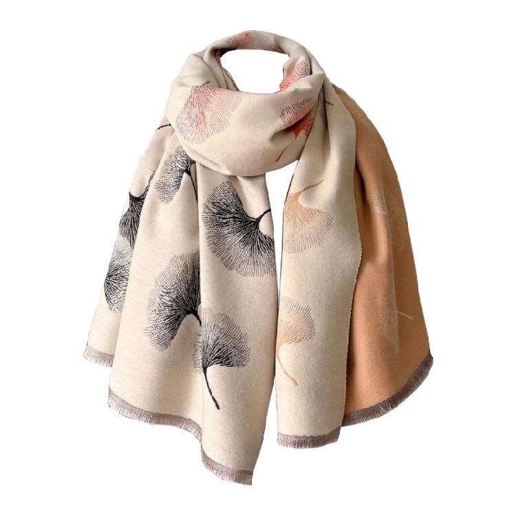 Oversized Shawl Wrap Leaf Print for Women Warm and Soft Multicolor Wrap