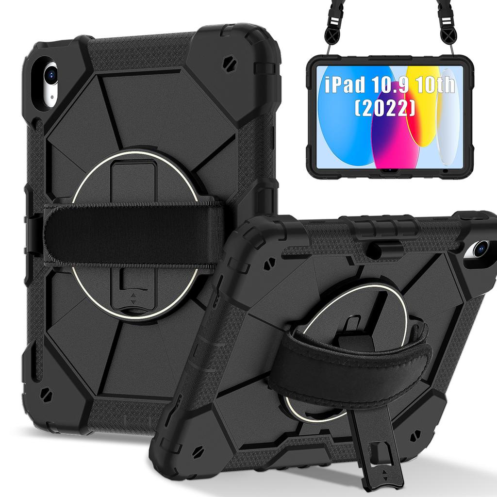 iPad 10th Tablet Protective Case with Rotating Bracket and Shoulder Strap