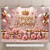 2D, 1 Piece, for the Pink Birthday Celebration Event, Made of Polyester, Suitable for Party Decorations and Birthday Decorations