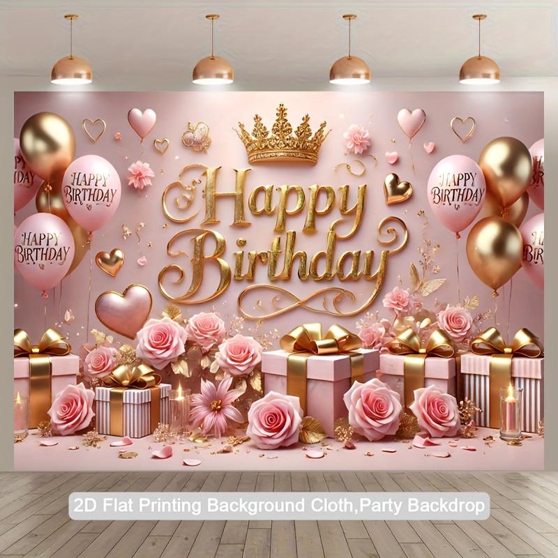 2D, 1 Piece, for the Pink Birthday Celebration Event, Made of Polyester, Suitable for Party Decorations and Birthday Decorations
