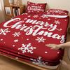 3Pcs Merry Christmas Red Print Coreless Fitted Shee Set Multiple Size Soft Bedcover Bedroom Bedding Decorations Machine Washable