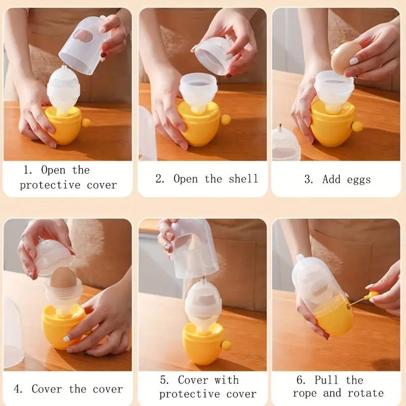 1PCS Household Convenient Egg Shaker Egg Boiling Tool Plastic Manual Pull Rope Egg Shaker Egg Yolk Protein Shaker