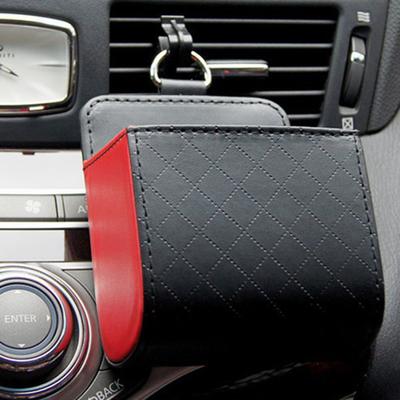 Faux Leather Car Outlet Air Vent Organizer Box Mobile Phone Storage Bag Pouch