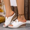 Women Sandals Casual Fashion Simple Metal Buckle Sandals Thick Heel Slip-On Shoes Women Large Size Cross-Border Slides Women