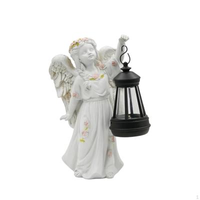 Angel Figurine with Lantern SolarPowered Statue Outdoor Patio Decor for