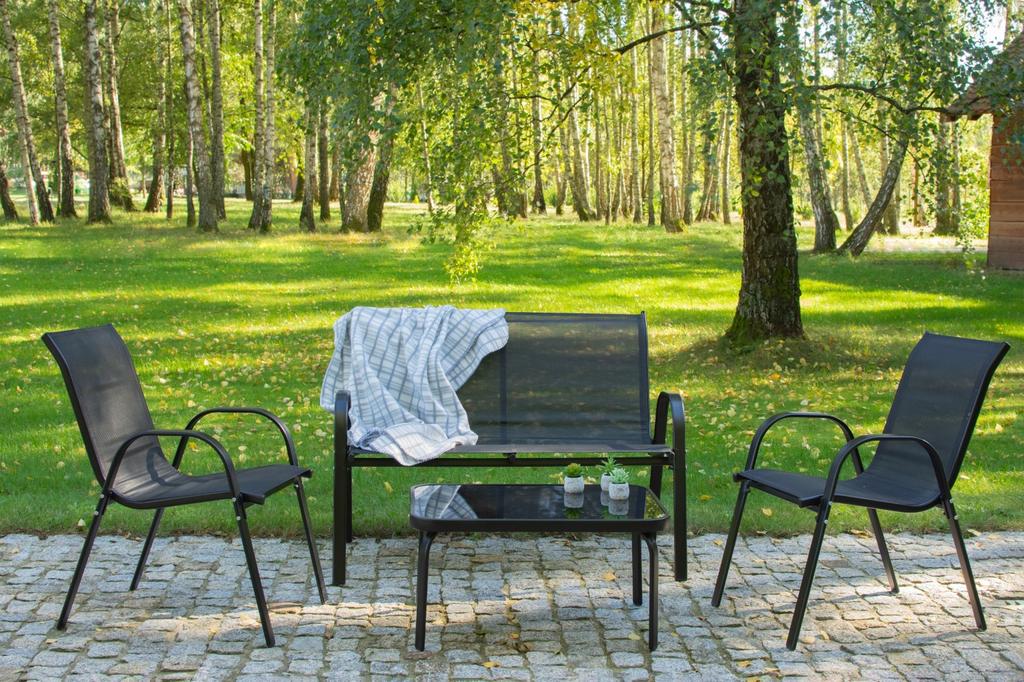 4 x GARTENSTUHL FÜR TERRASSE Balkon GARTEN Sessel Metall Modern Set
