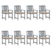 Garden Chairs and Cushions Set of 8 Solid Acacia Wood