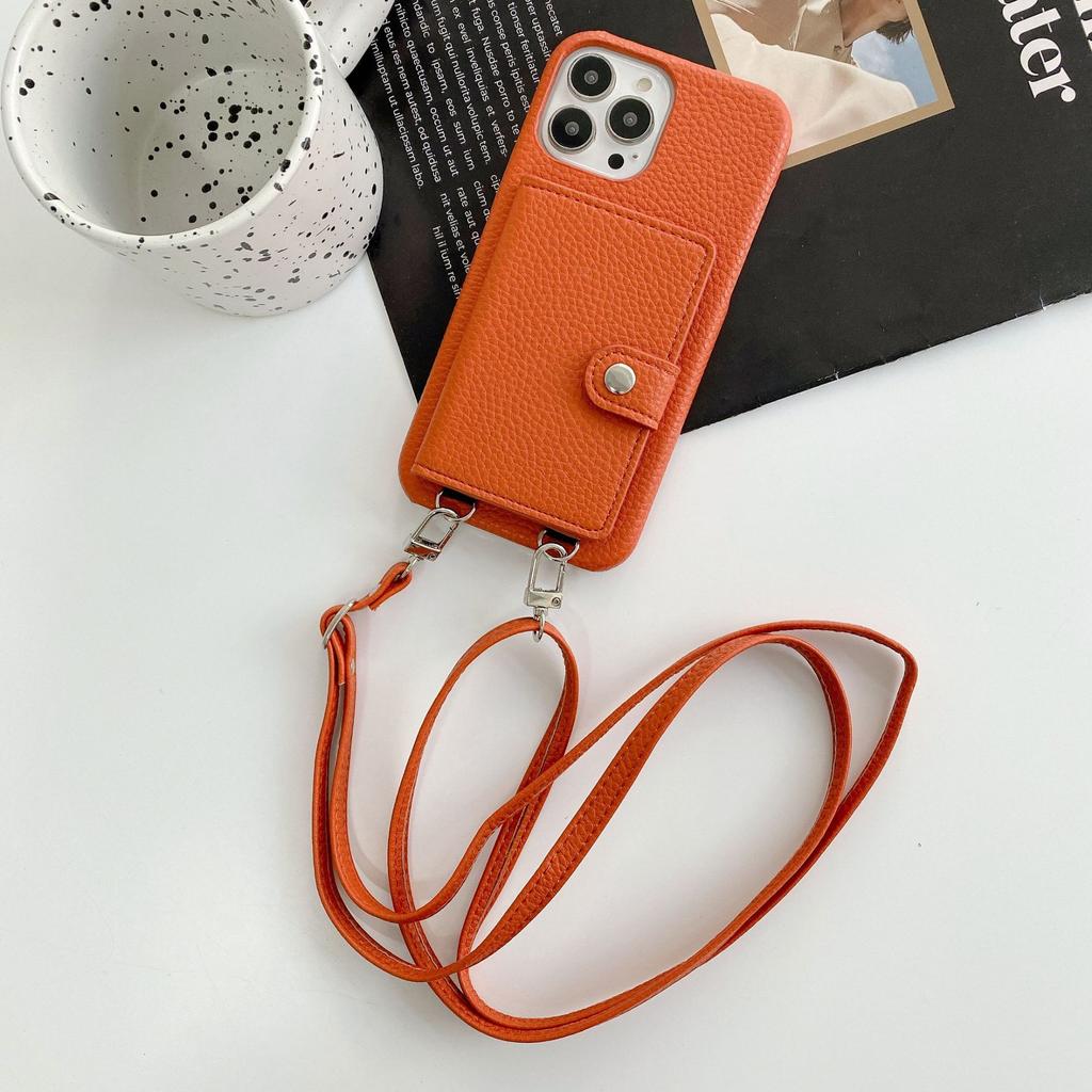 Japan and Korea Card Bag Lanyard Is Suitable for Apple 12Promax Mobile Phone Case 12 Women 11max Apple 13promax Leather X