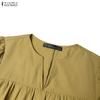 ZANZEA Women Casual V-neck Loose Long Sleeve Solid Blouse