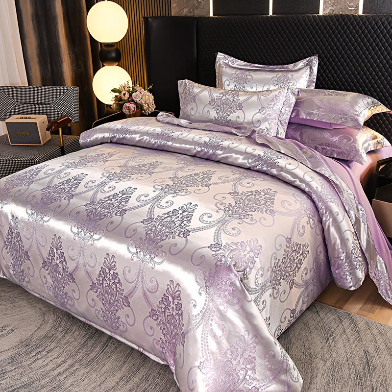 European Silk Cotton Jacquard Wedding Bedding Set - Four-Piece Duvet Cover Gift