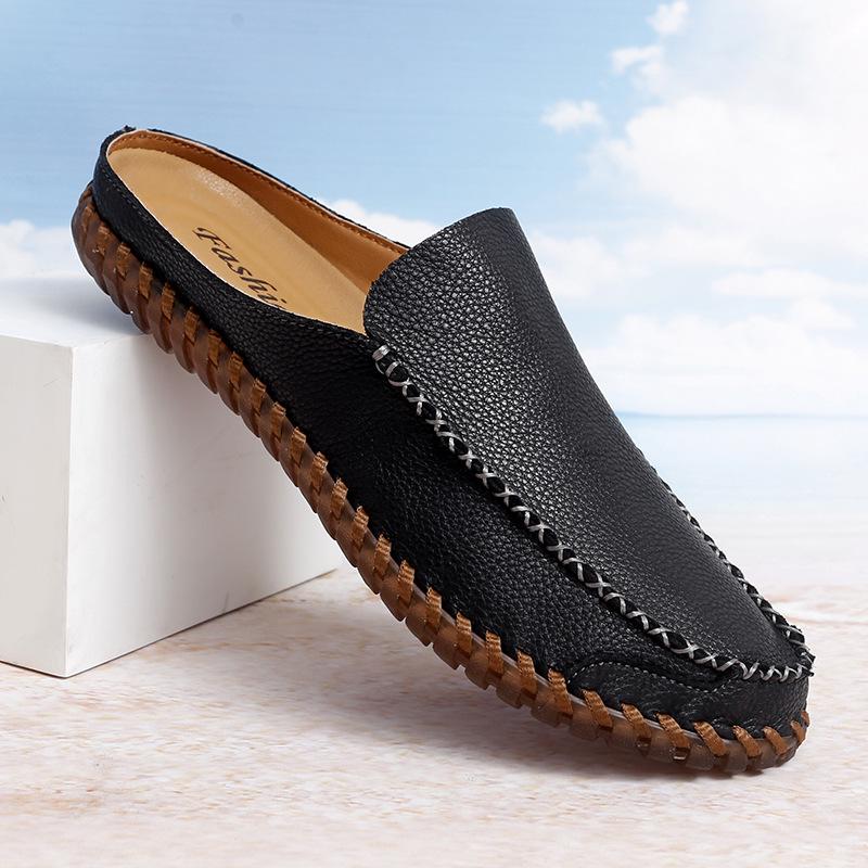 Men s Large Size Handmade Summer Outdoor Slip-on Shoes 38 чёрный