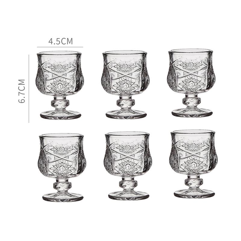 

50ml Exquisite Cocktail Glass Vintage Carved Small Wine Glass Party Transparent Sweet Wine Glass Spirits Cup High End Drinkware 6pcs
