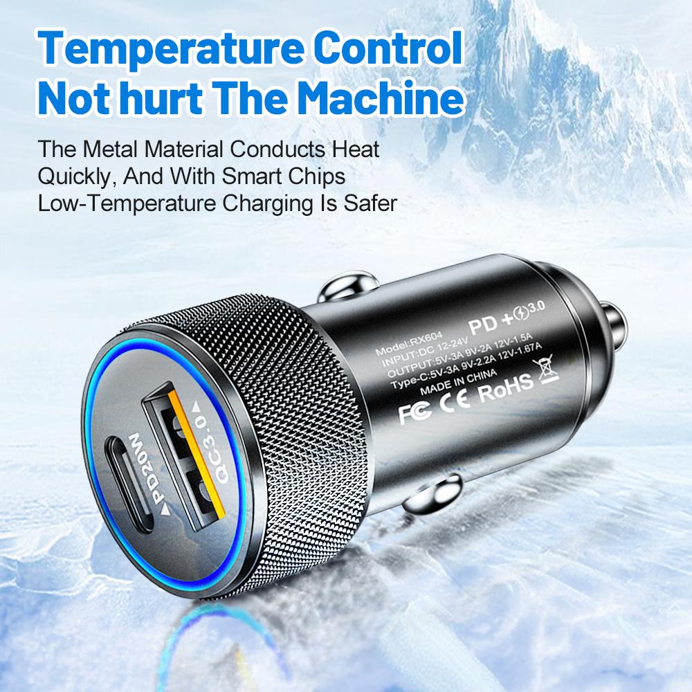 QC3.0 PD 20W Auto-Netzteil 45W USB Typ-C Ladegerät DC-Quelle Auto-Zigarettenanzünder 5V Schnelllade-Auto-Netzteil