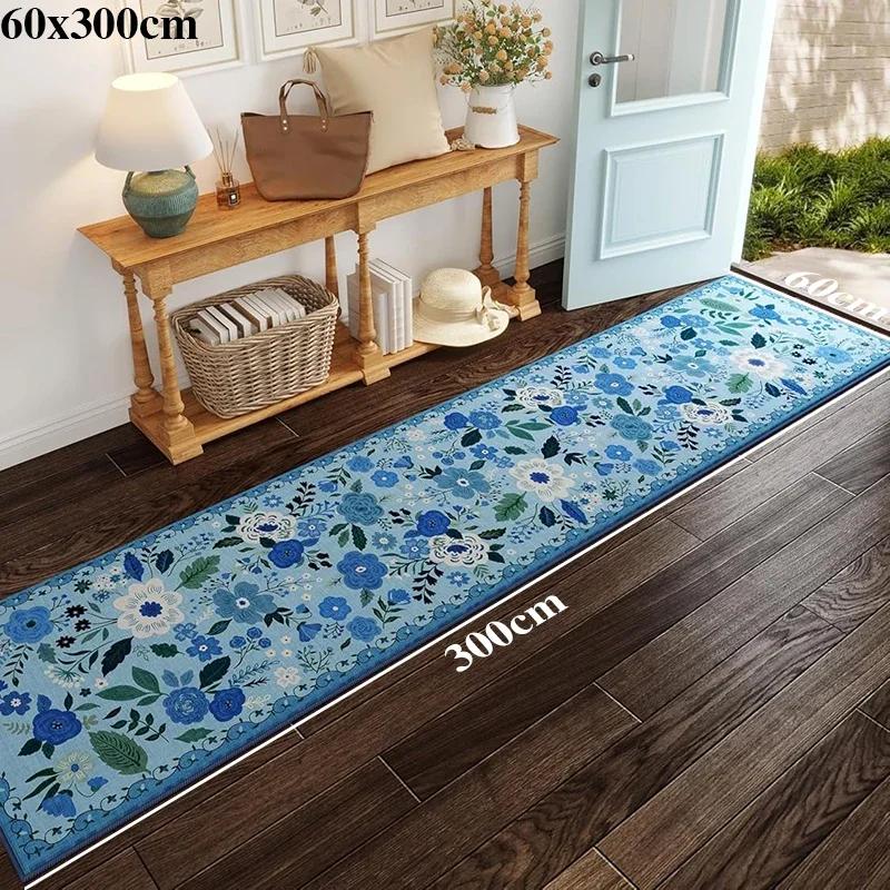 Tappeto per Corridoio Passerella Tappeto Lungo Lavabile in Macchina Pieghevole Antiscivolo Tappetino per Pavimento Tappeti Fiore di Primavera Decorazione per la Casa per Soggiorno