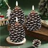 Pack of 2 LED Pine Cone Candle Pinecone Shaped Realistic Wax Candles LED Electronic Candle for Holiday Indoor Decoration