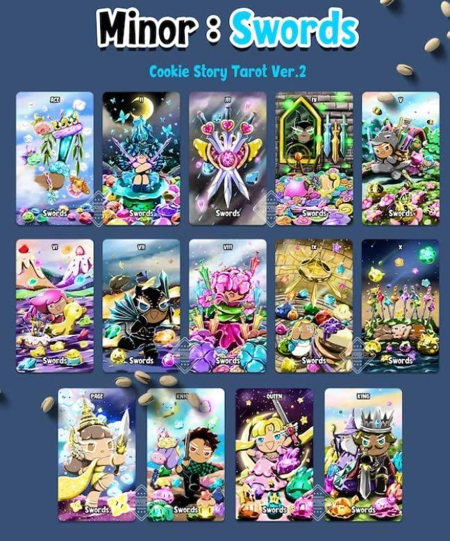 Kancharo 79-Card Tarot Card Set [Cookie Story Version 2] Includes Japanese Tarot Card Instructions & Pouch (Authentic)