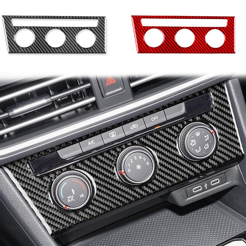 For Volkswagen VW Sagitar — LHD Real Carbon Fiber Central AC Button Panel Cover Trim Sticker Interior Decal Accessories