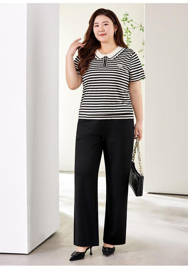Plus Size High-Waist Slimming Chain Suit Pants for Women, 2026 Spring Collection - Drape Design, Conceal Flesh, Straight Leg Fit