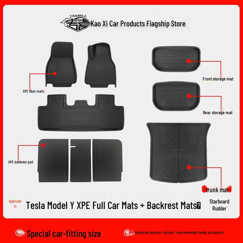 Eco-Friendly Waterproof XPE Car Floor Mats & Odorless Trunk Mat for Tesla Model 3/Y (L/R Drive)