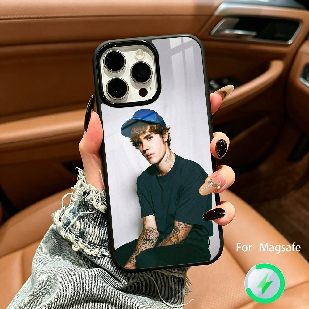 Top Pop Male Singer  Justin-B- Bieber For IPhone17 16 15 14 13 12 11 Plus Pro Max Plus Wireless Charger Phone Case