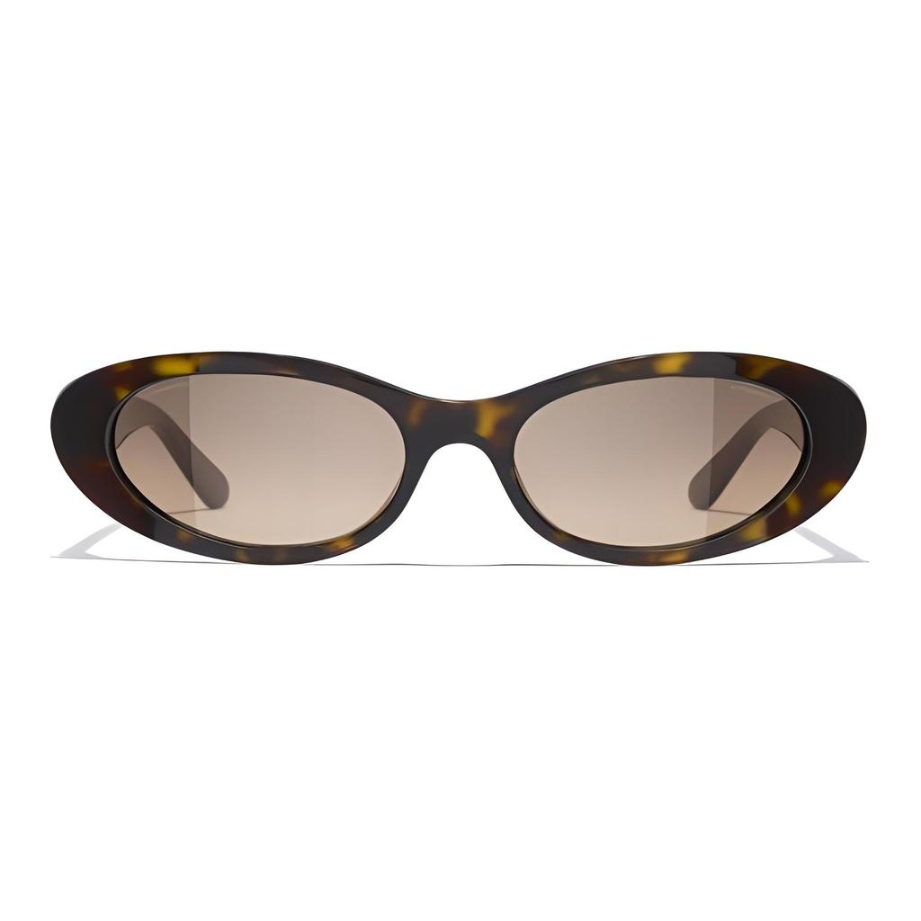 Chanel Oval Sunglasses With Decorative Temples Unisex sunglasses Tortoiseshell A71577X08101S5137