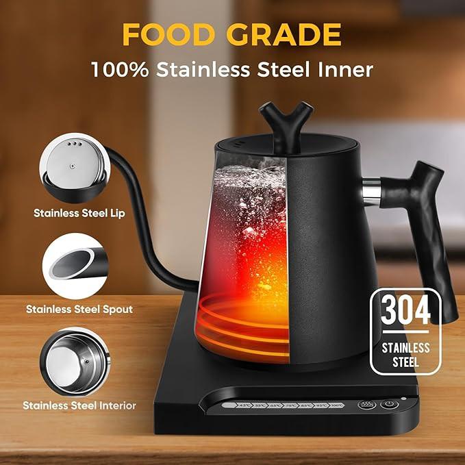 

1L 304 Stainless Steel Electric Kettle Coffee Pot with Temperature Indicator Touch Screen Panel Electric Health Kettle