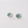 Aqua Chalcedony Gemstone 925 Sterling Silver Jewelry Handmade Stud Earrings 0.5" EE-178-19