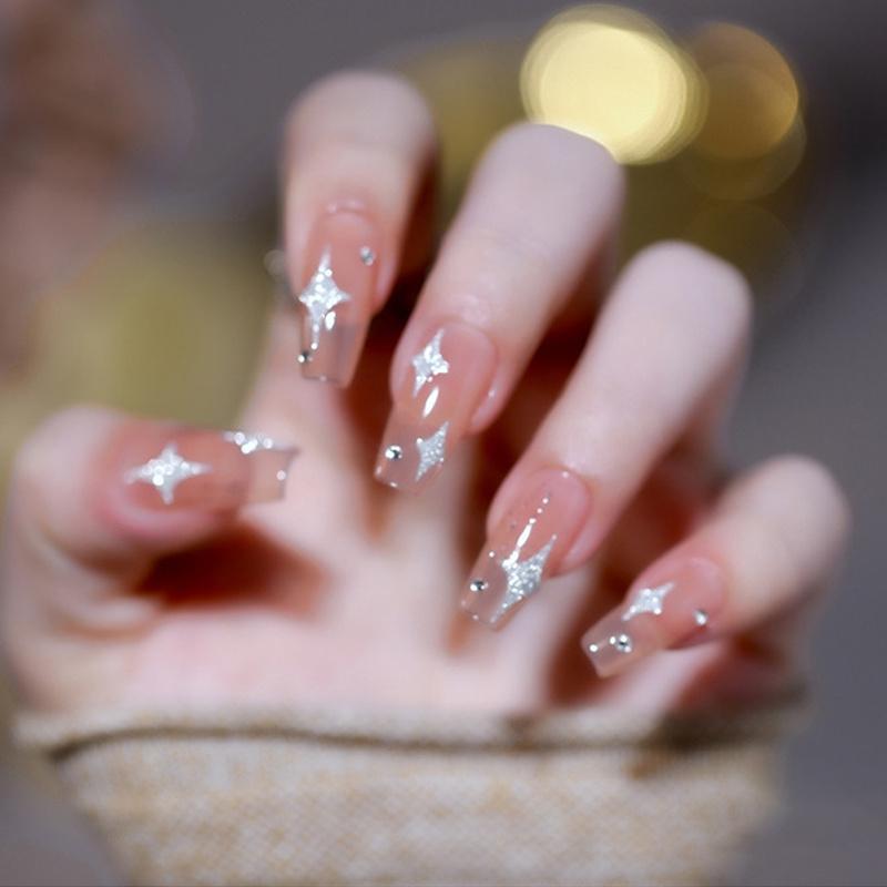 1 pz Adesivi per unghie 3D con glitter riflettenti, farfalle argentate, stelle, cuori, decorazioni per nail art scintillanti, manicure