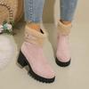 Autumn and winter new European and American low boots with fleece to keep warm large size thick heel Martin boots cotton