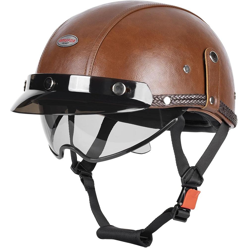 

Черно-коричневый мотоциклетный шлем Классический винтажный дизайн Мотоциклетные шлемы с открытым лицом Взрослый