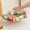 Plateau à légumes avec couvercle et poignée, Plateau de service compartimenté, Tourne-plateau à snacks, Boîtes à snacks portables pour bonbons, fruits, noix, Transparent Réfrigérateur