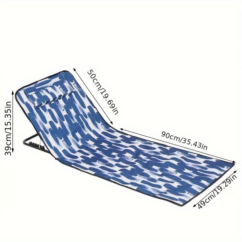 1pc Portable Outdoor Beach Sunbed Adjustable Height Beach Loungers Folding Chair