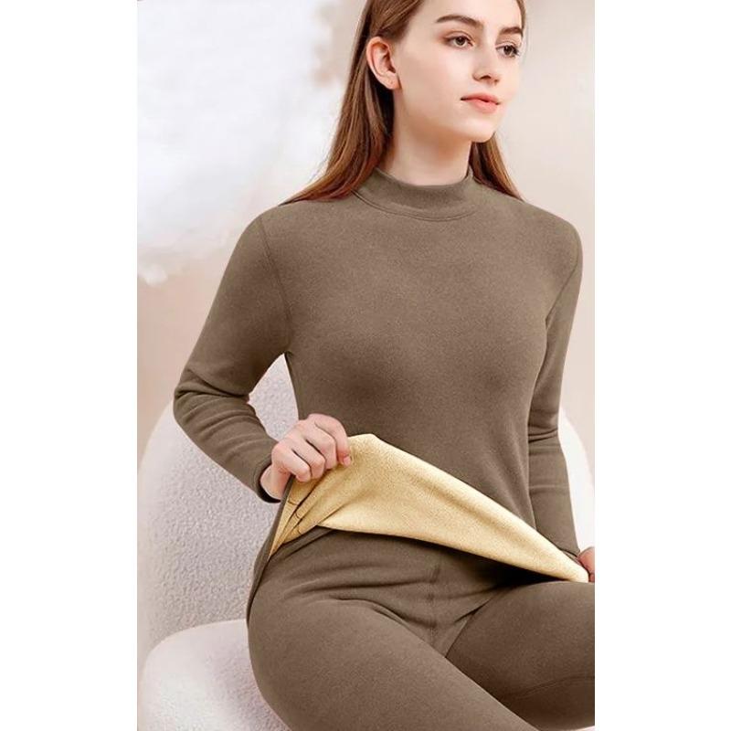 3XL Winter Rollkragen Thermo-Unterwäsche Damen Dicke Warme Lange Unterhosen Set Plus Size Samt Thermo-Kleidung Damen Zweite Haut Anzug