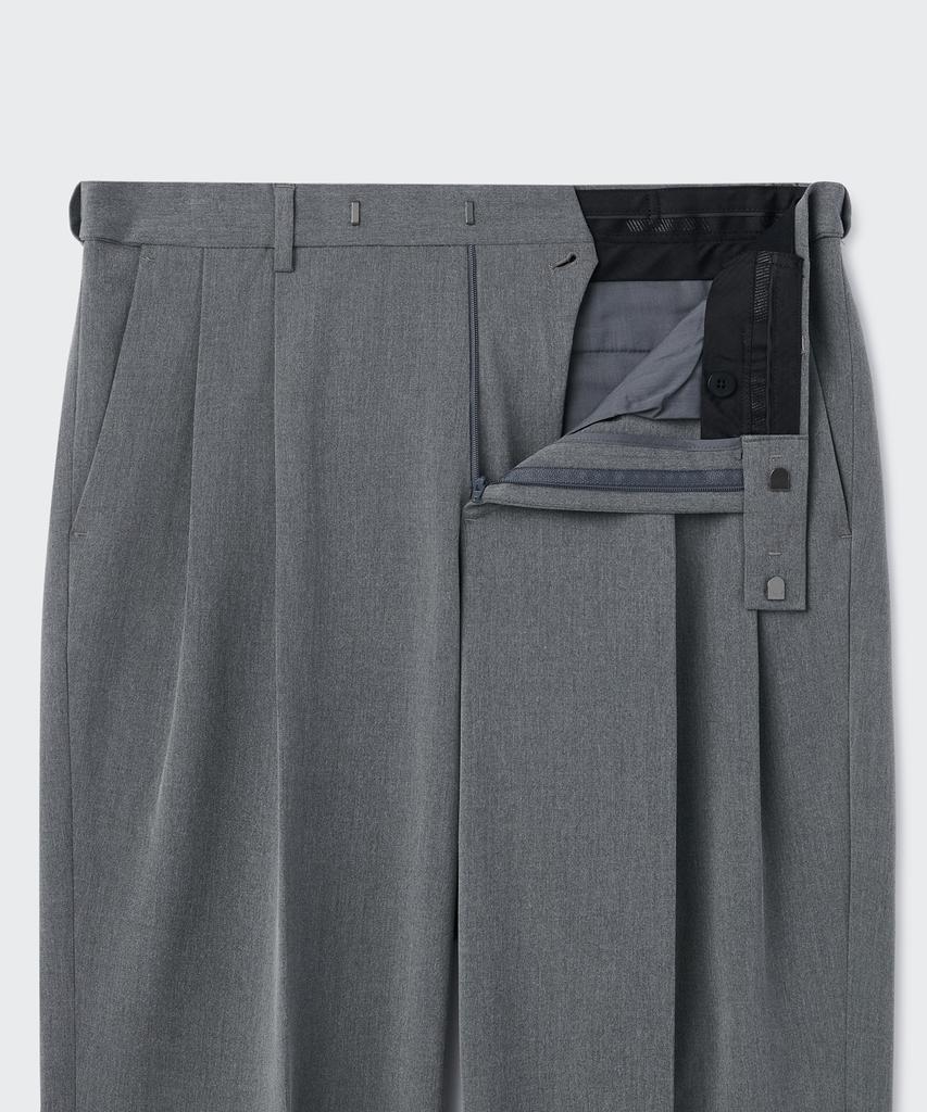 MUSINSA STANDARD Real Wide Hidden Banding Slacks [Melange Gray]