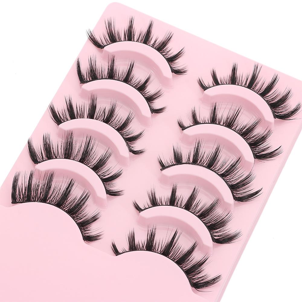 5 Pairs Flared Manga Lashes Wispy Faux Mink Lashes Hot Wet Eyelash Eye Makeup