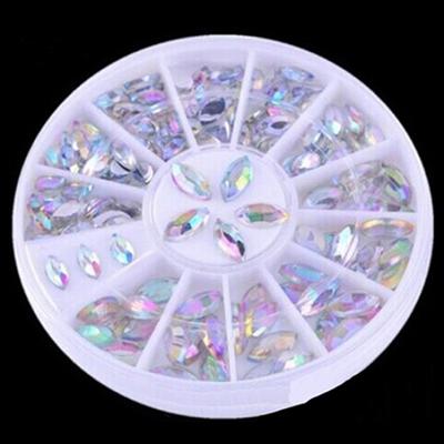 Women's Colorful DIY Nail Art Tips Glitter Rhinestone Decoration Wheel